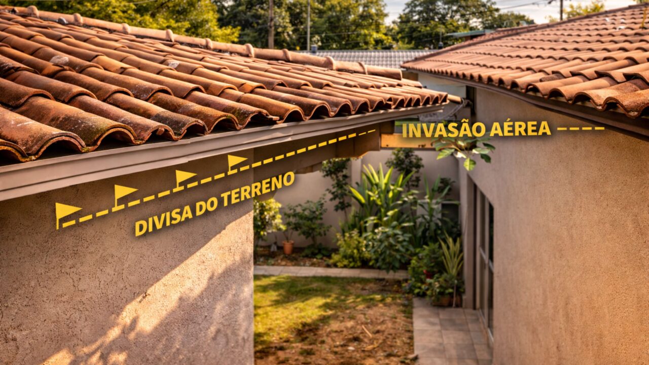 O que diz a lei sobre construção invadindo terreno vizinho e ultrapassando a linha de separação