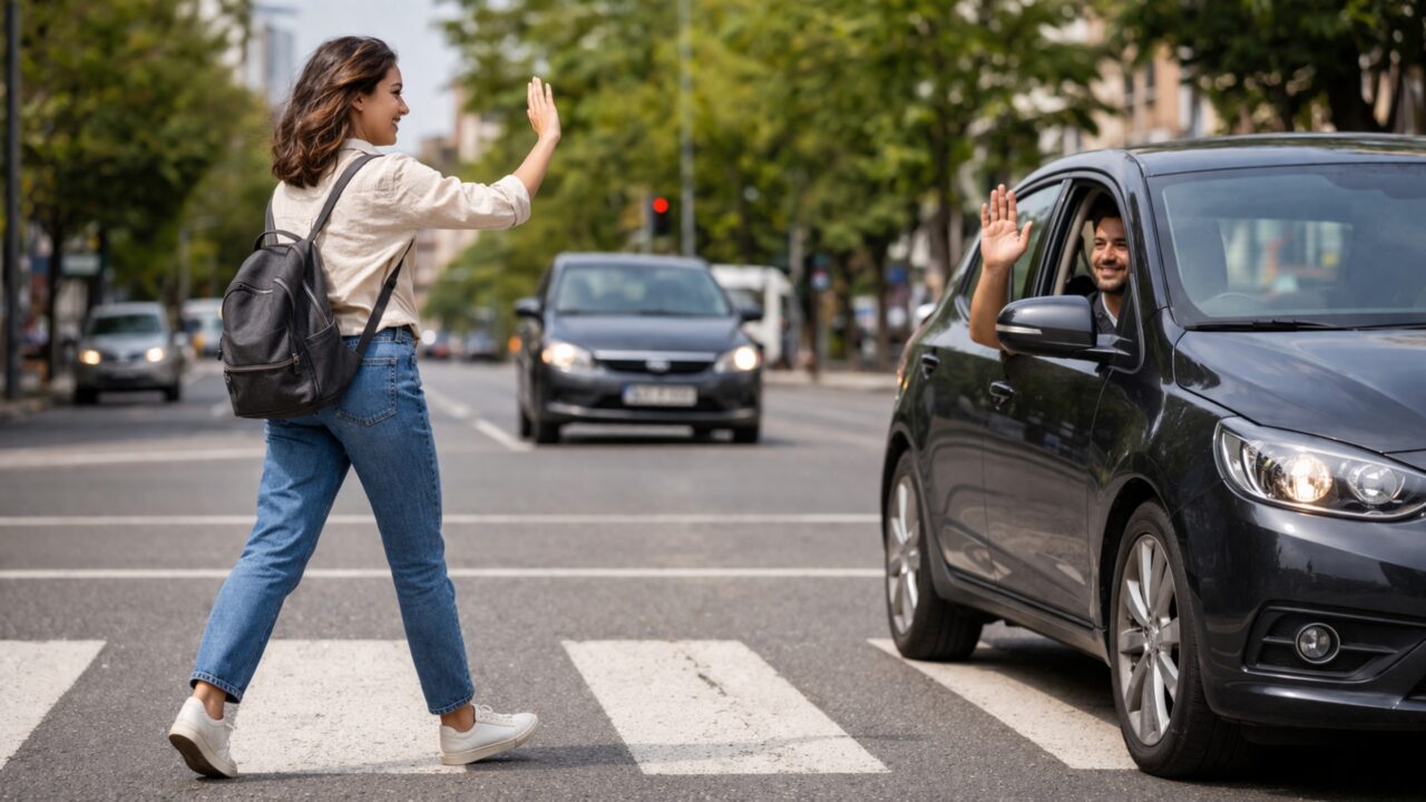 A psicologia diz que agradecer aos carros com um aceno ao atravessar a rua é tipo de pessoas com essas característico