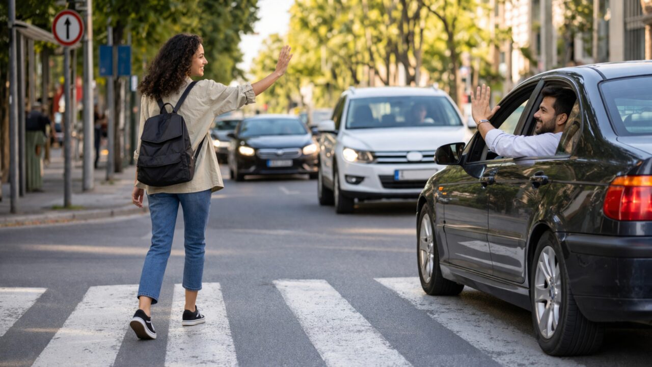 A psicologia diz que agradecer aos carros com um aceno ao atravessar a rua é tipo de pessoas com essas característico