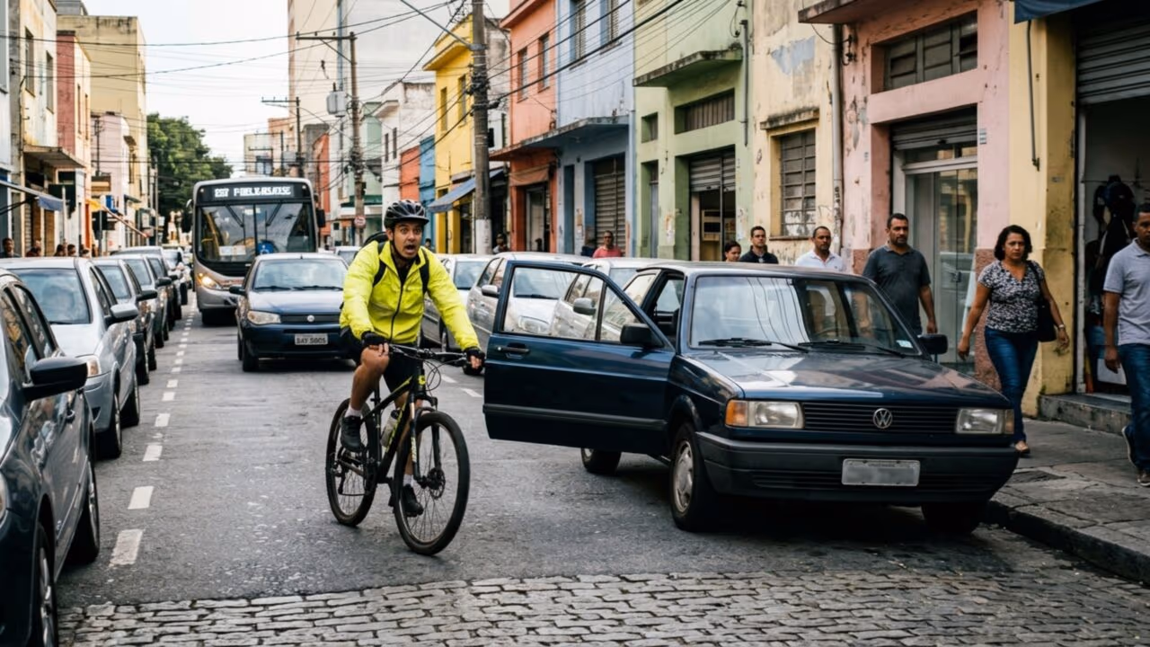 Motoristas que abrem a porta do carro sem olhar precisam conhecer o art. 49 do CTB