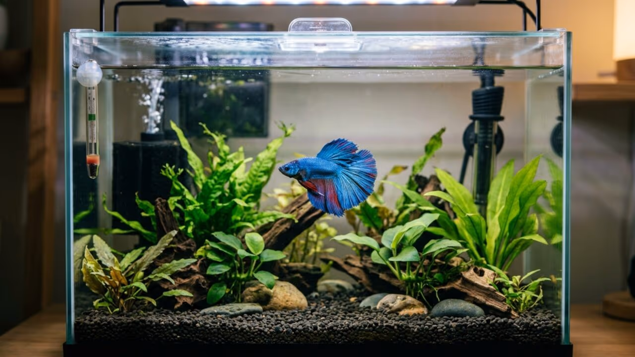 Stevie, o peixe beta apagado que se tornou vibrante ao trocar de aquário