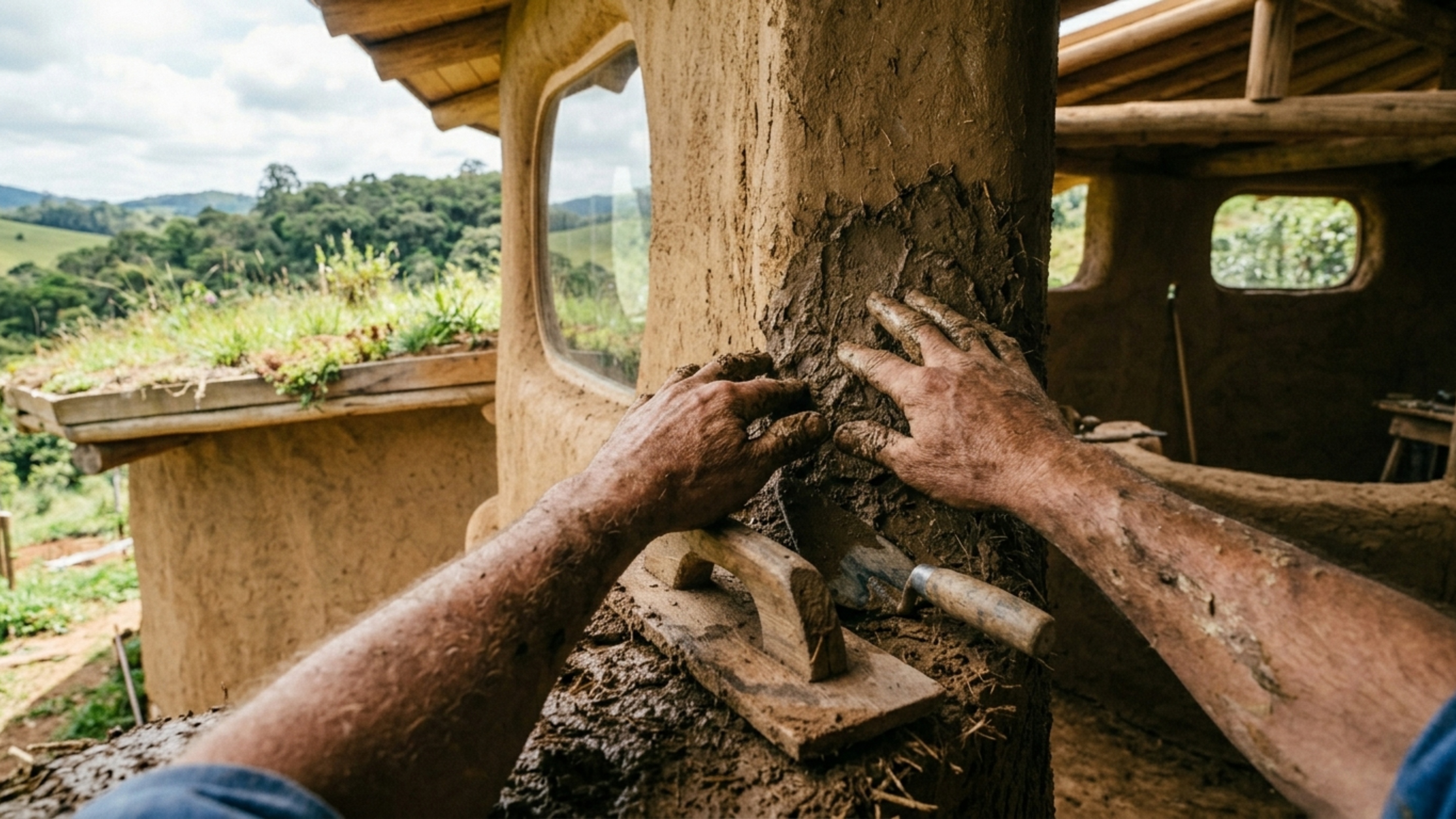 Dois homens constroem casa de terra no Paraná e obra é uma das mais inteligentes do Brasil