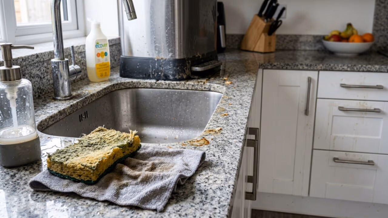 7 erros de limpeza na cozinha que fazem os germes se acumularem sem você perceber