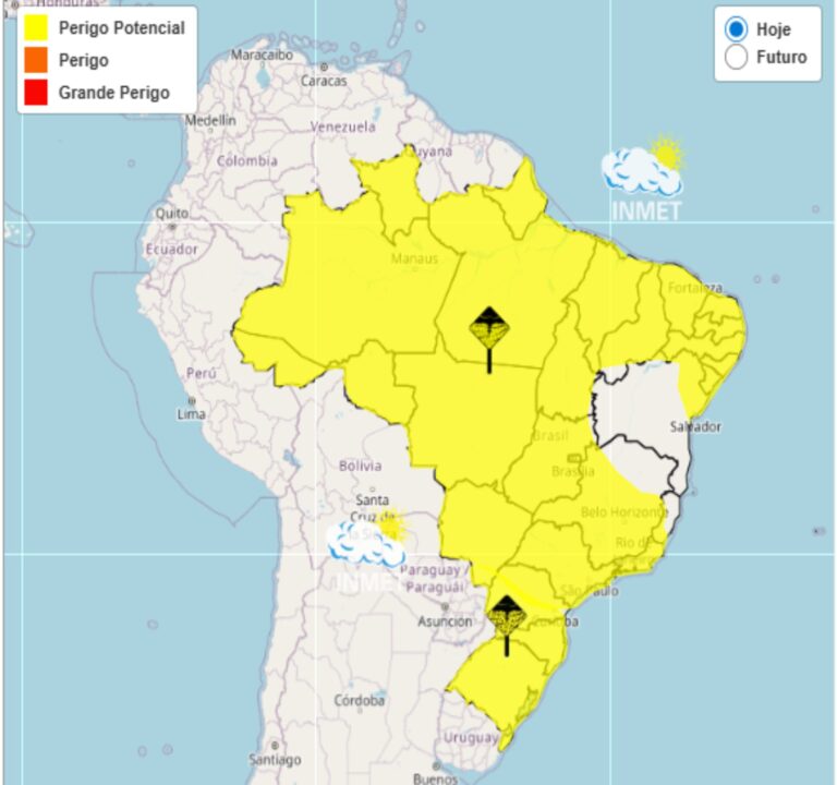 Alerta Inmet de fortes chuvas entre os dias 04 e 06, veja as regiões