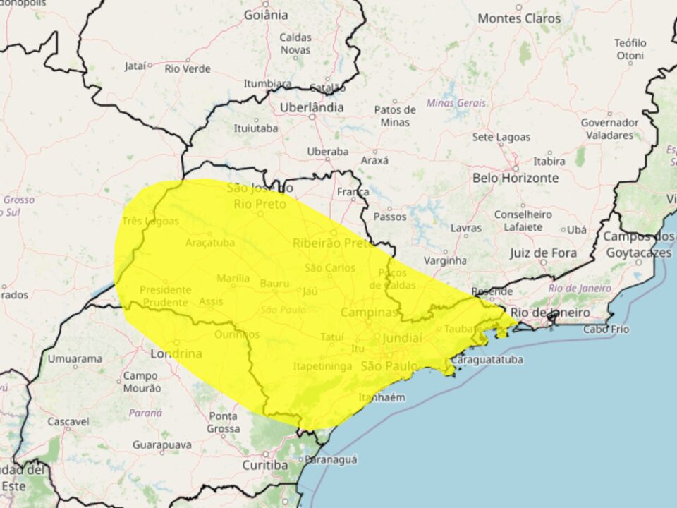 Alerta Inmet para forte tempestade no Sul e Sudeste nesse sábado, 18, a partir das 12h