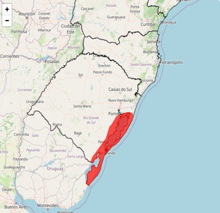 Alerta Vermelho do Inmet para o Sul do Brasil nessa 4°feira, 08
