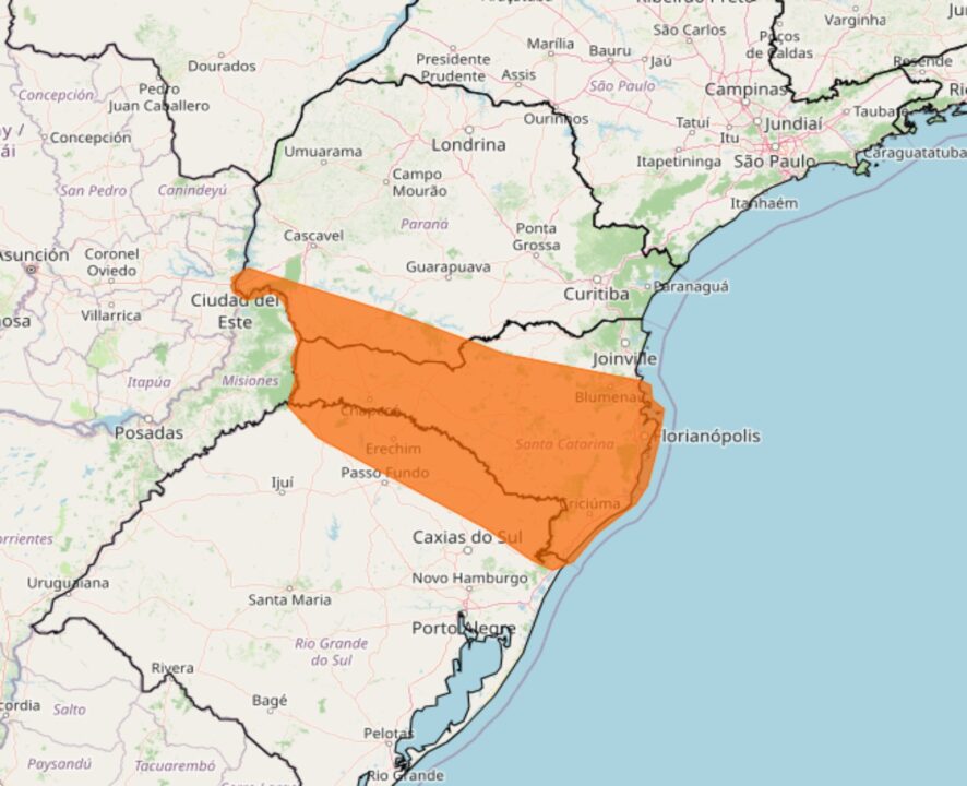 Alerta do Inmet de forte tempestade no Sul e Sudeste do Brasil neste sábado, 25