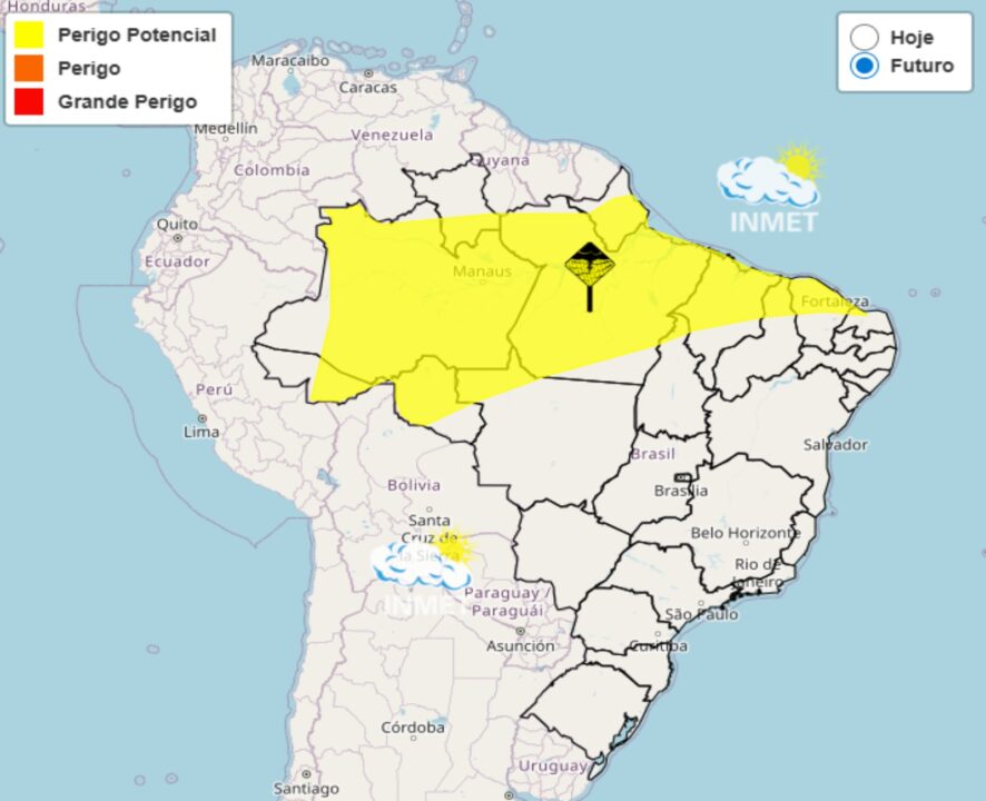 Alerta do Inmet para fortes chuvas na região Norte e Nordeste nesta 5°feira, 30