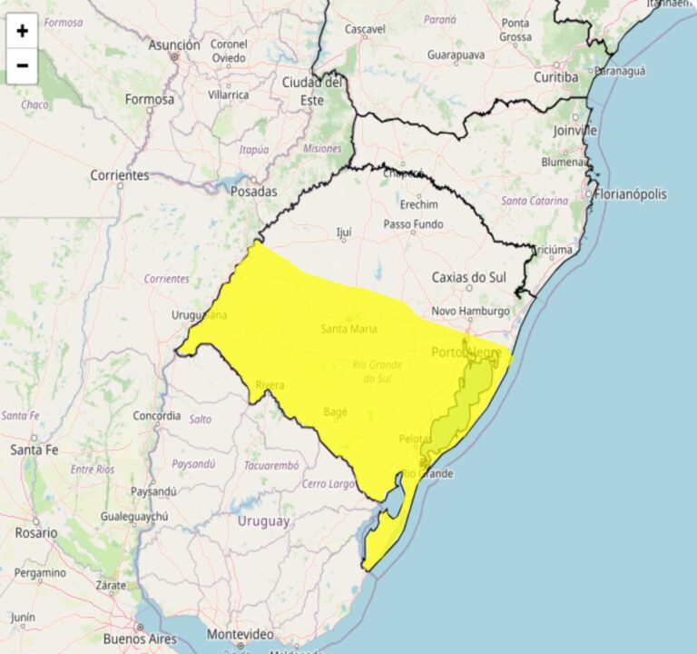 Alerta do Inmet para fortes chuvas na região sul até a madrugada desse sábado, 04