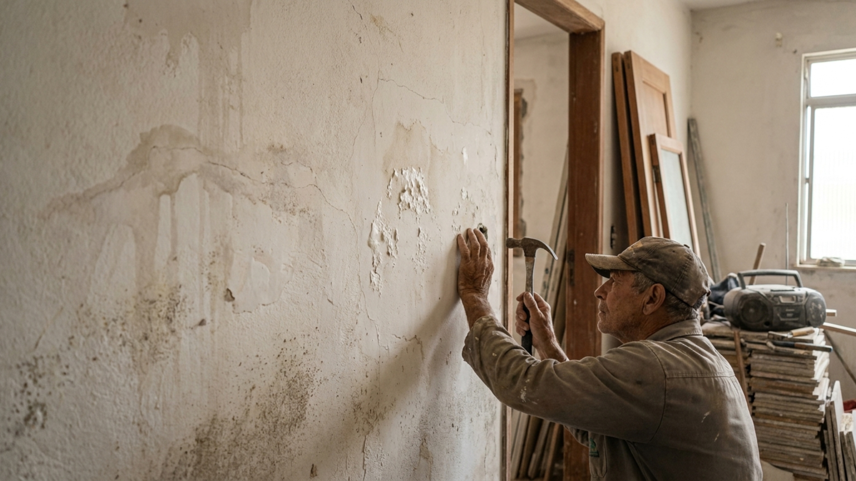 Como um pedreiro experiente identifica parede oca, infiltração escondida e reboco fraco só de olhar e bater