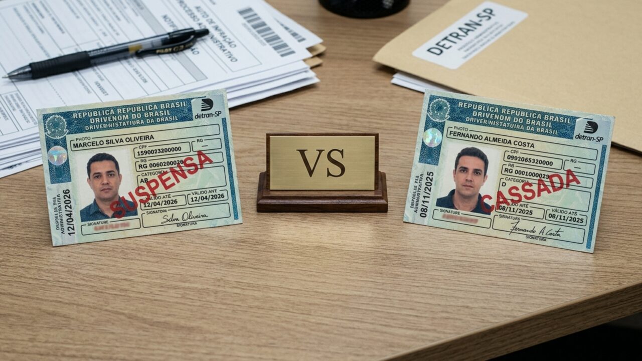 Qual é a diferença entre CNH cassada e suspensa e o que o motorista não pode fazer durante a penalidade