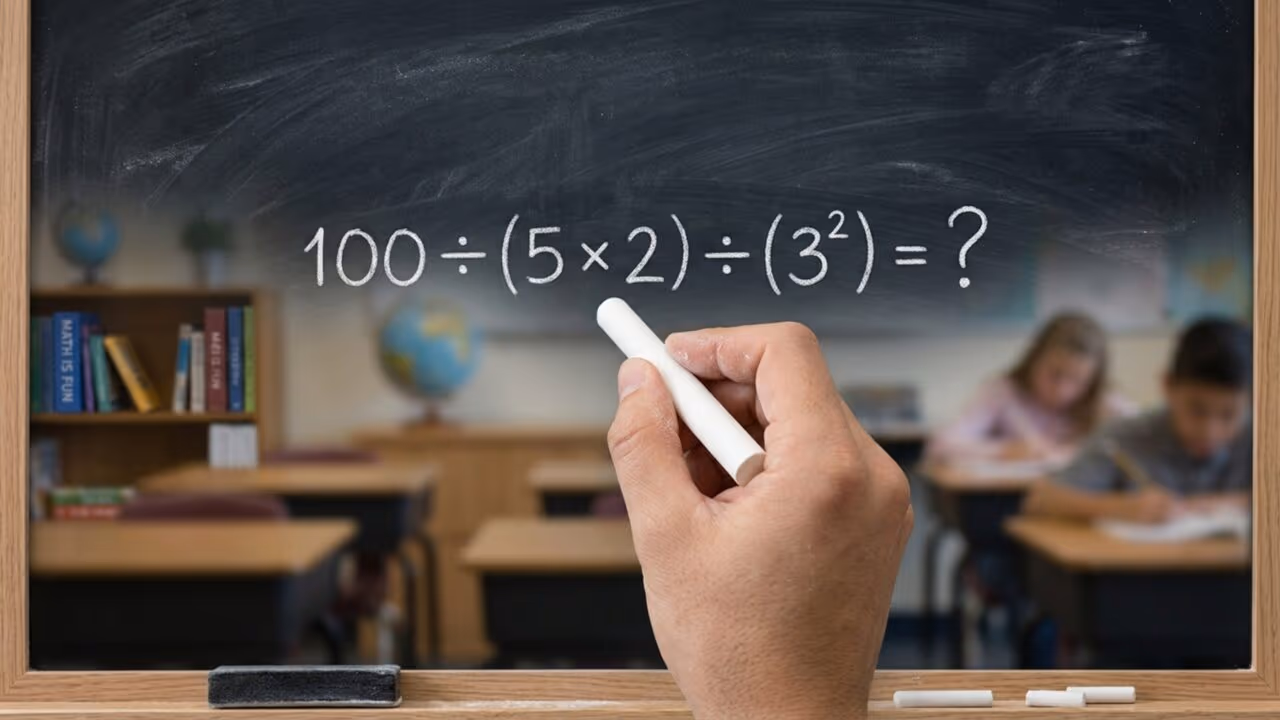 100 ÷ (5 × 2) ÷ (3²): uma equação simples que 99% das pessoas erram no dia a dia