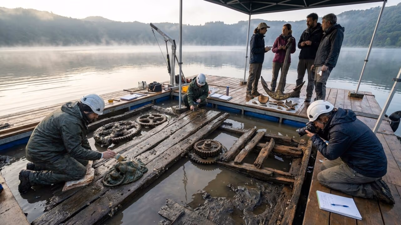 Navio romano encontrado em lago chama atenção por carga que revela rota comercial antiga