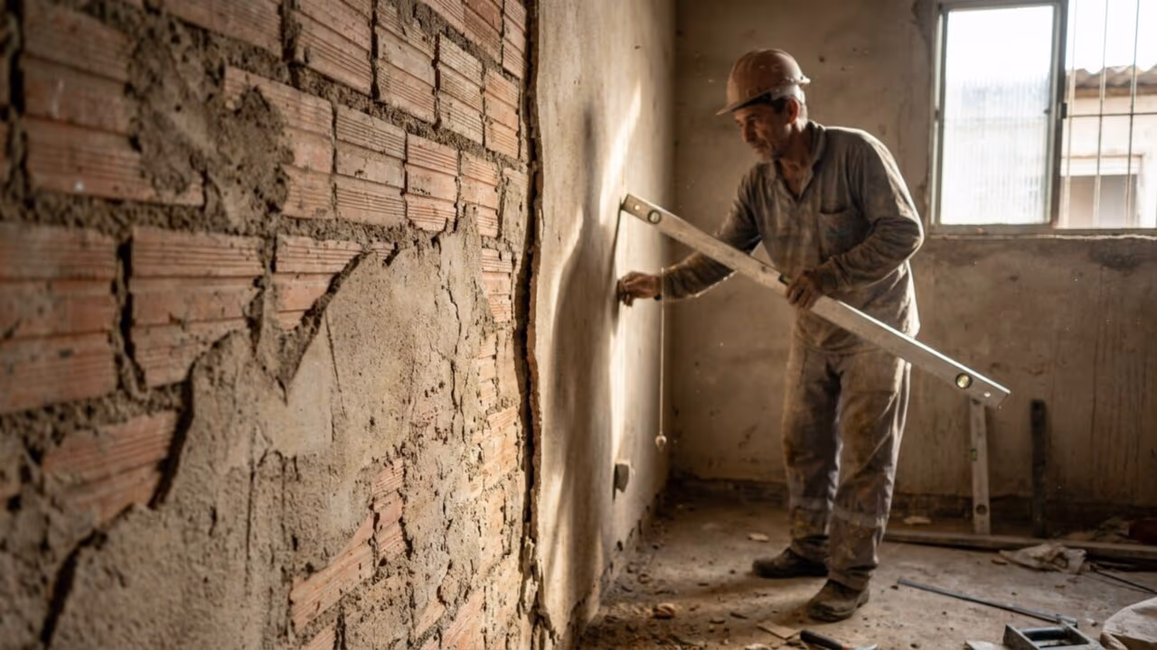 Pedreiro raiz revela truque para evitar parede torta e acabamento feio antes de aplicar a massa