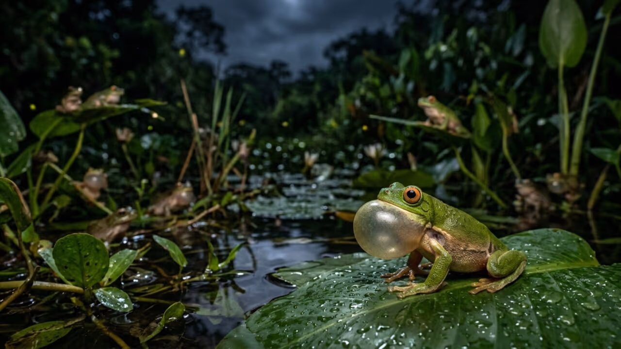 O que significa quando sapos começam a coaxar à noite?