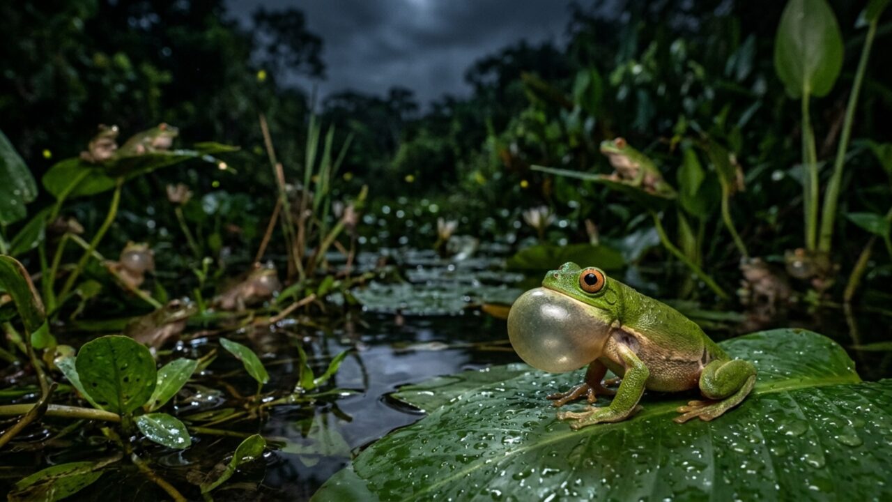 O que significa quando sapos começam a coaxar à noite?