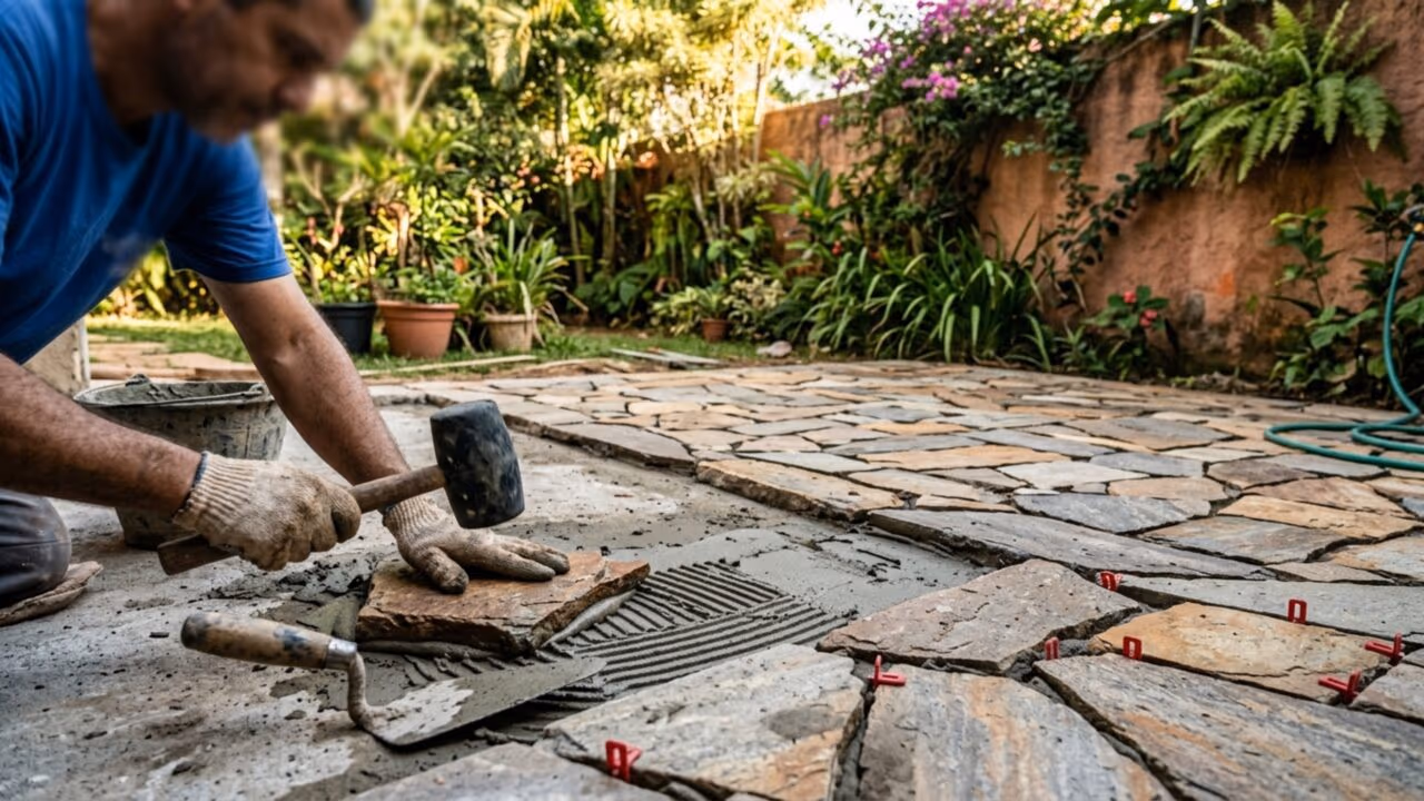 A nova forma de fazer piso com pedras naturais, que custa menos que cimento e você mesmo consegue fazer