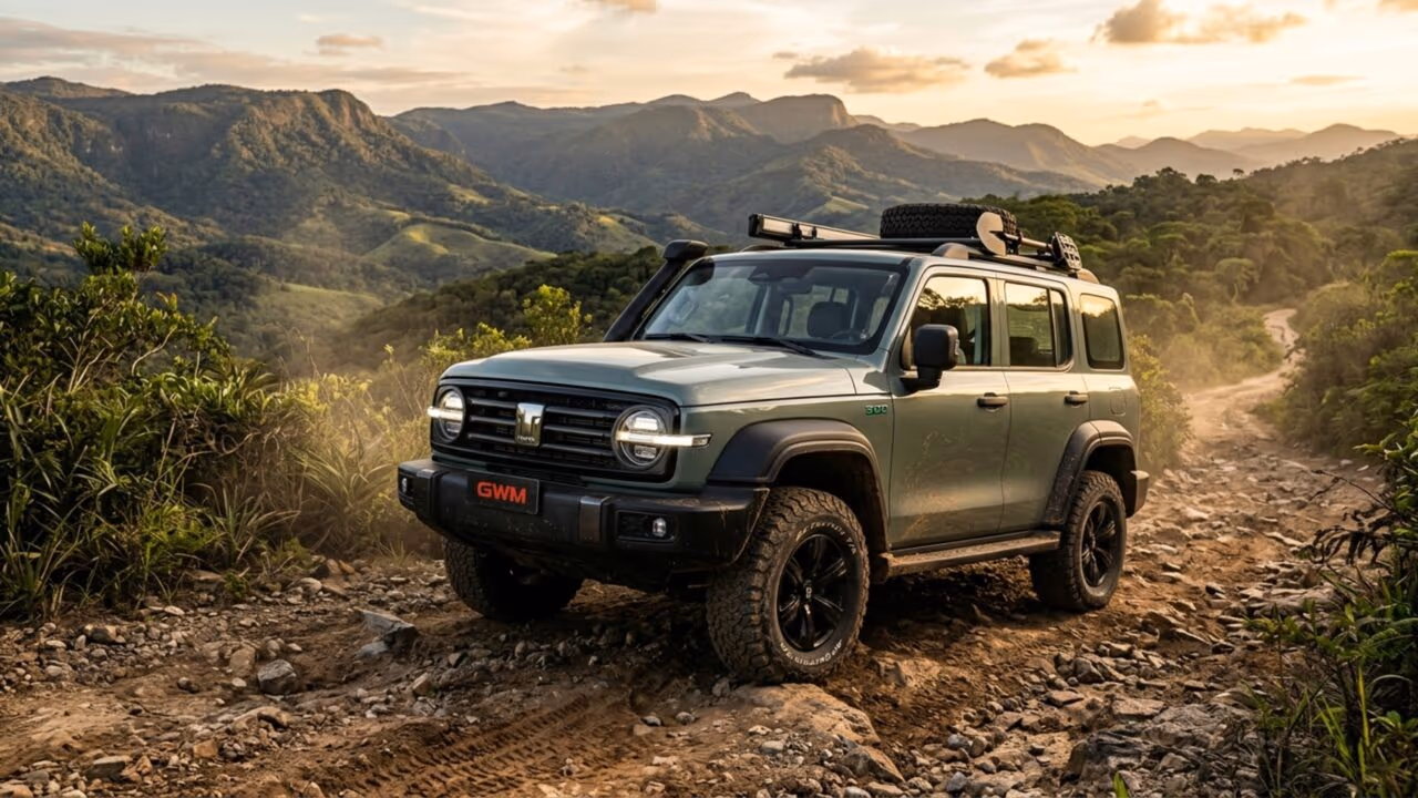 GWM Tank 300 2027 estreia no Brasil por R$ 342 mil com 394 cv e sistema híbrido plug-in flex 4×4