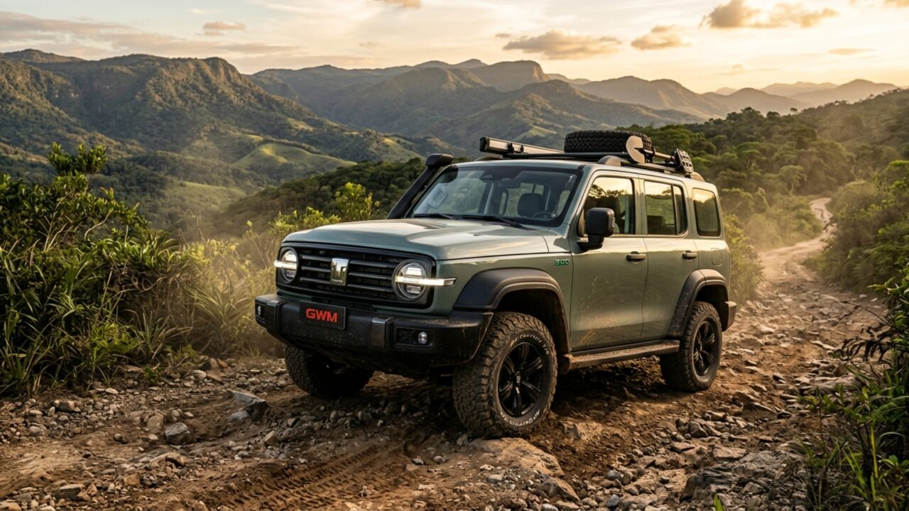 GWM Tank 300 2027 estreia no Brasil por R$ 342 mil com 394 cv e sistema híbrido plug-in flex 4×4