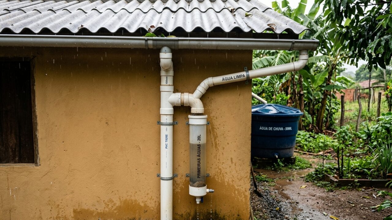 O filtro de PVC inteligente que separa a sujeira do telhado e garante água de chuva limpa na cisterna