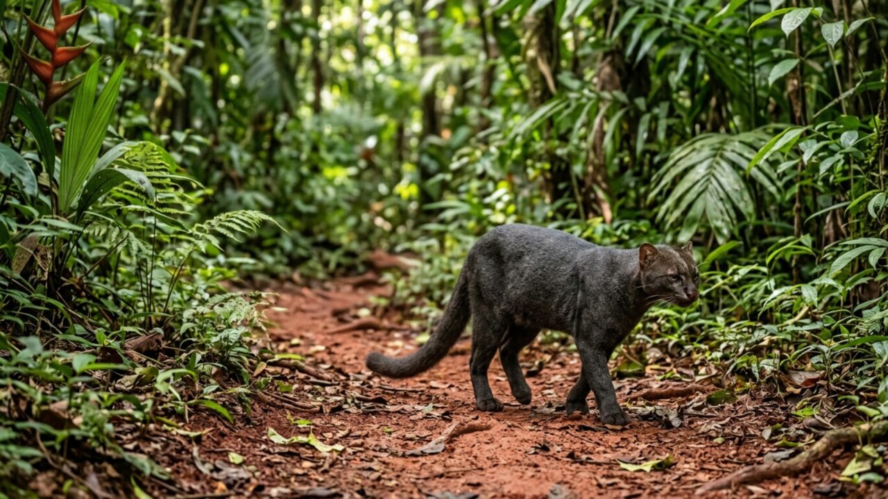 Raro felino das Américas é flagrado por câmera escondida na selva