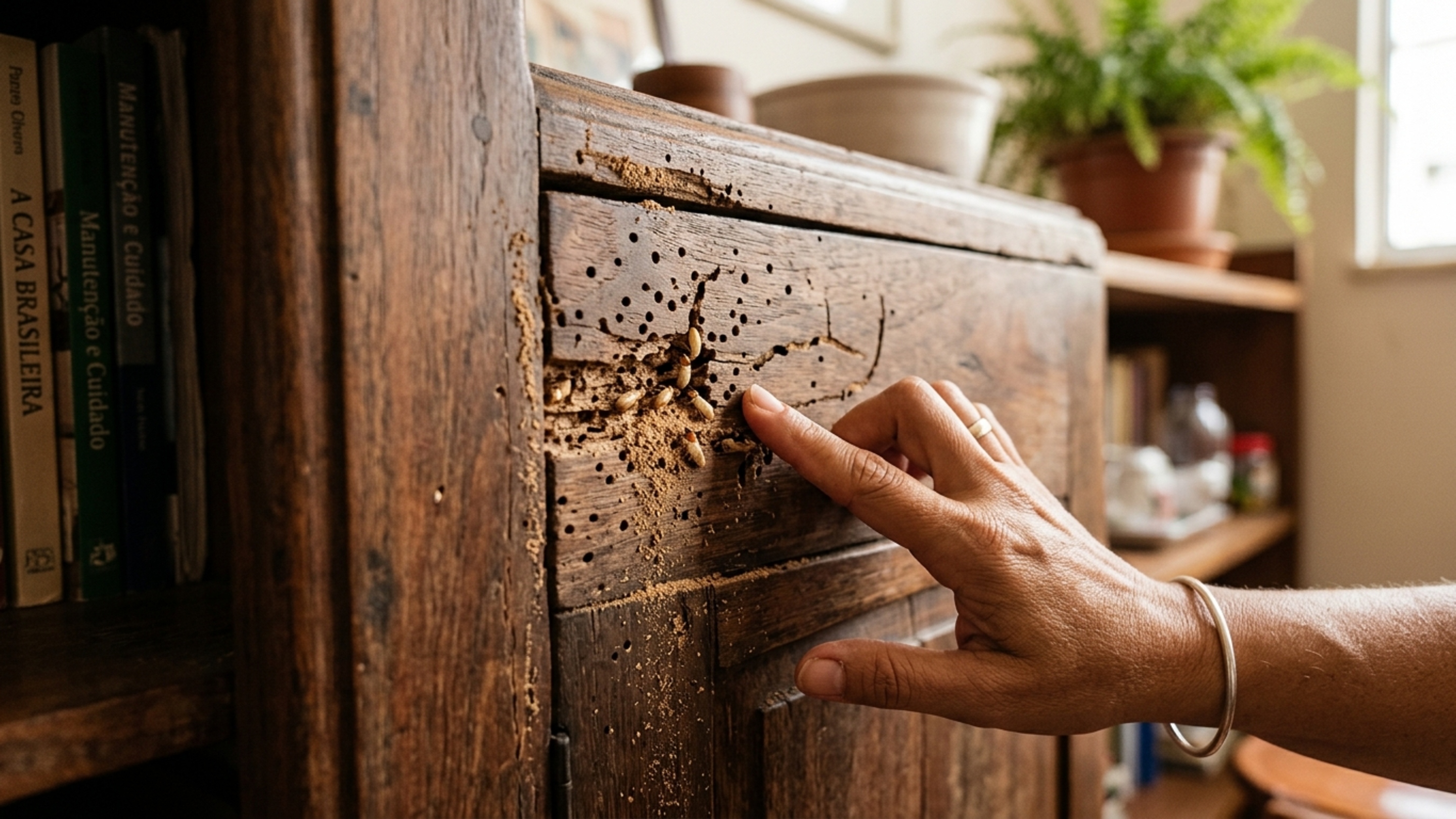 A mistura de farmácia de 5 reais que extermina a colônia de cupins na madeira sem dedetizador