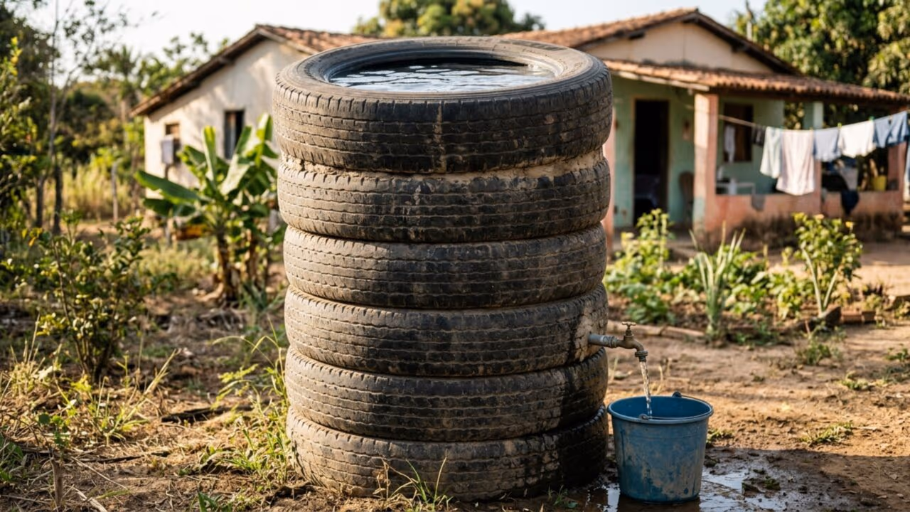 Como construir uma cisterna com pneus velhos e lona plástica resistente para armazenar água com baixo custo