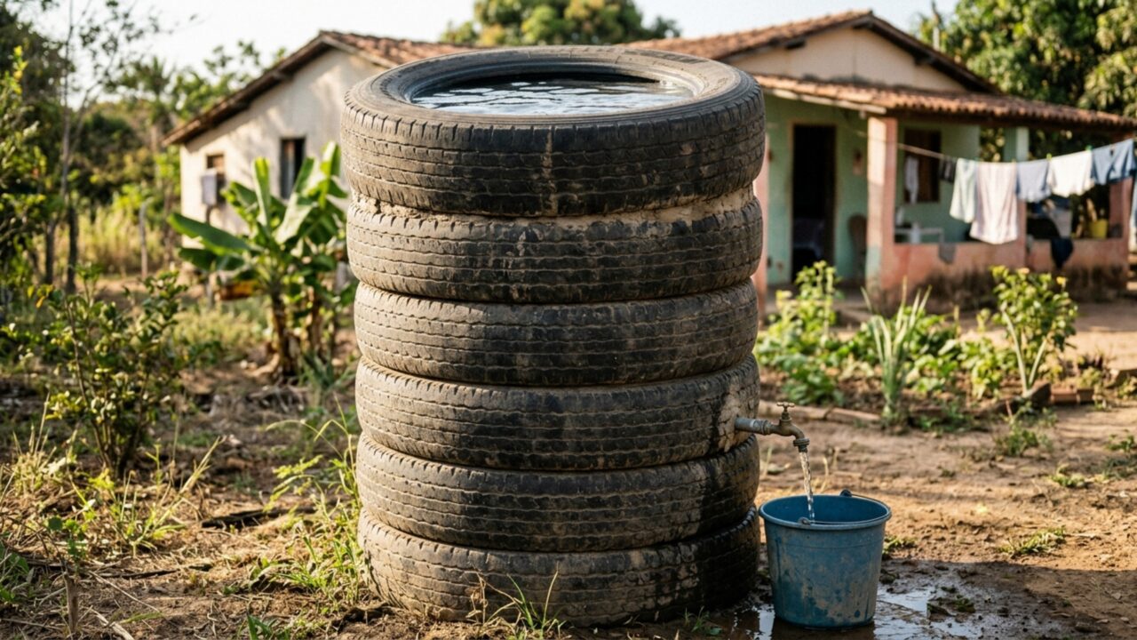 Como construir uma cisterna com pneus velhos e lona plástica resistente para armazenar água com baixo custo