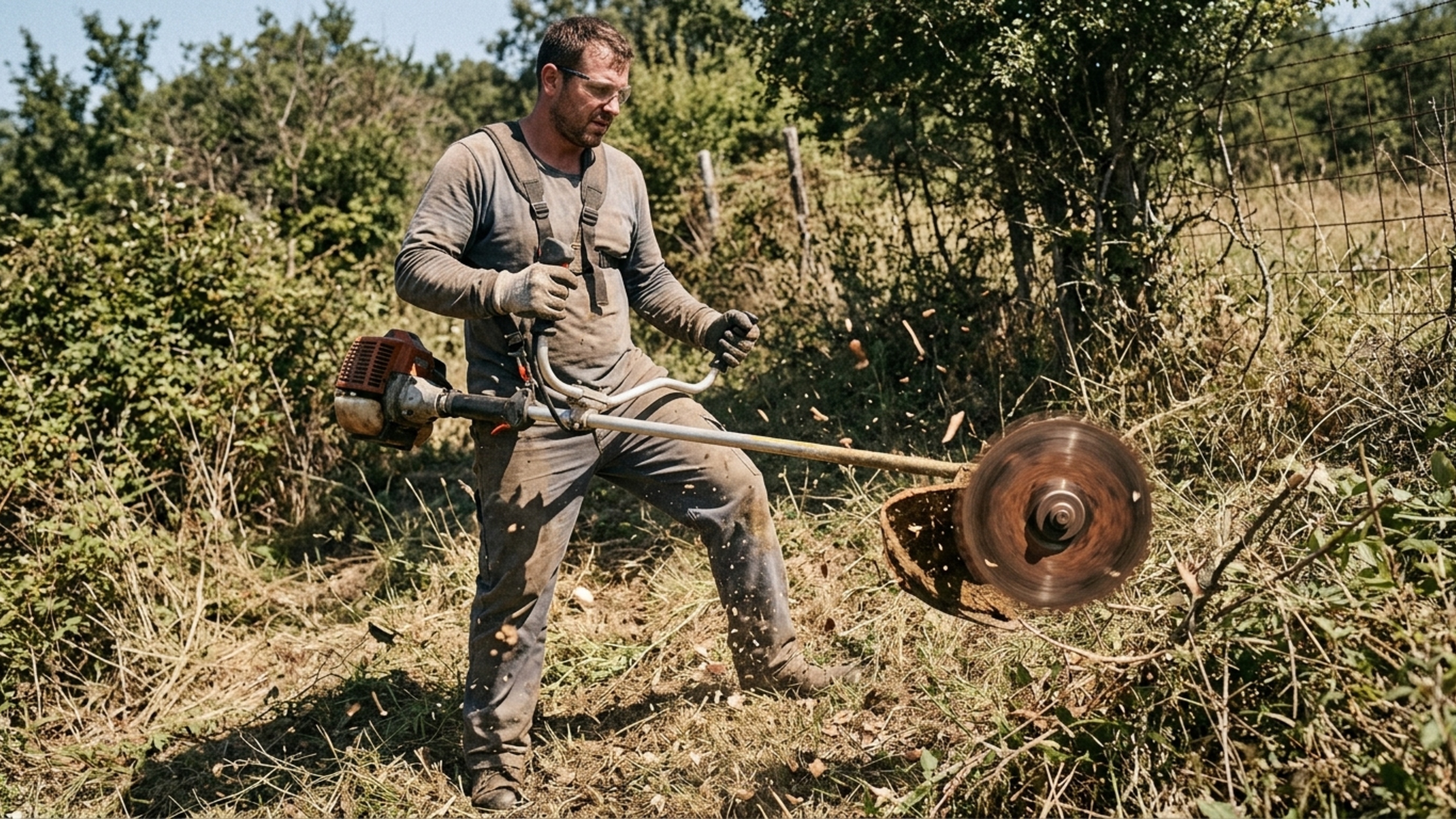 Disco de serra modificado transforma a roçadeira em máquina de cortar pequenas árvores