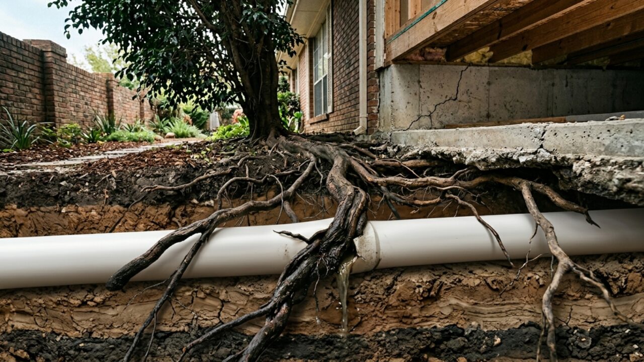 Como identificar se a raiz de figueira do vizinho está perfurando o encanamento de esgoto