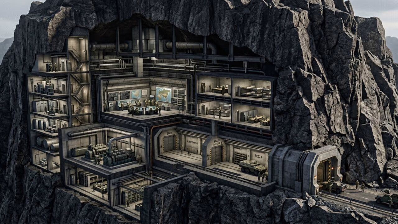 O bunker militar americano construído dentro de uma montanha de granito para resistir ao fim do mundo