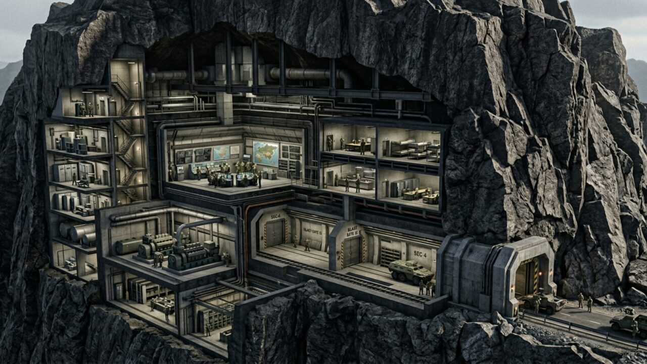 O bunker militar americano construído dentro de uma montanha de granito para resistir ao fim do mundo