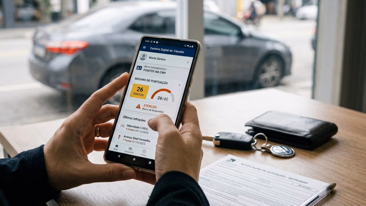 O novo limite de pontos da CNH pode levar à suspensão imediata sem notificação física