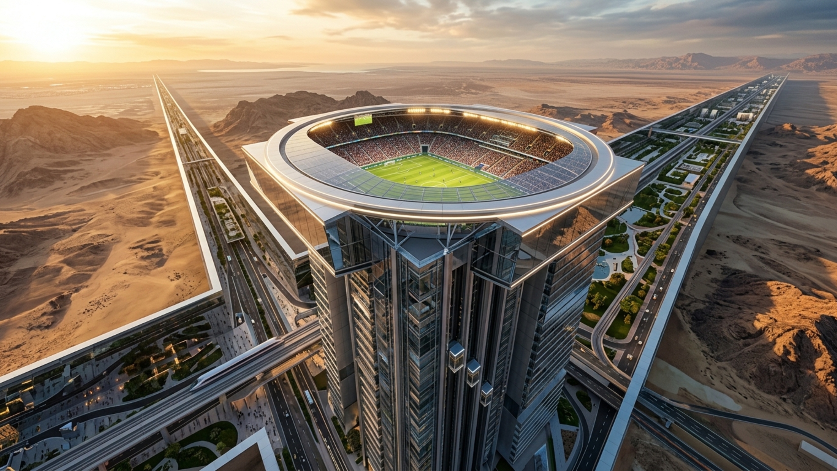 O estádio de 1 bilhão de dólares pendurado a 350 m que promete reinventar o futebol