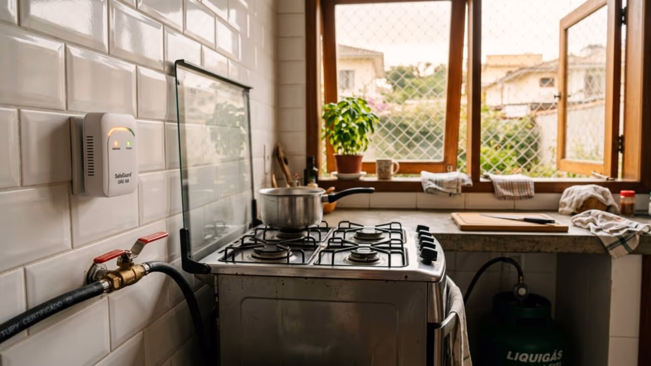 Sensor de gás em casa é pequeno, mas pode evitar acidentes graves antes do cheiro aparecer