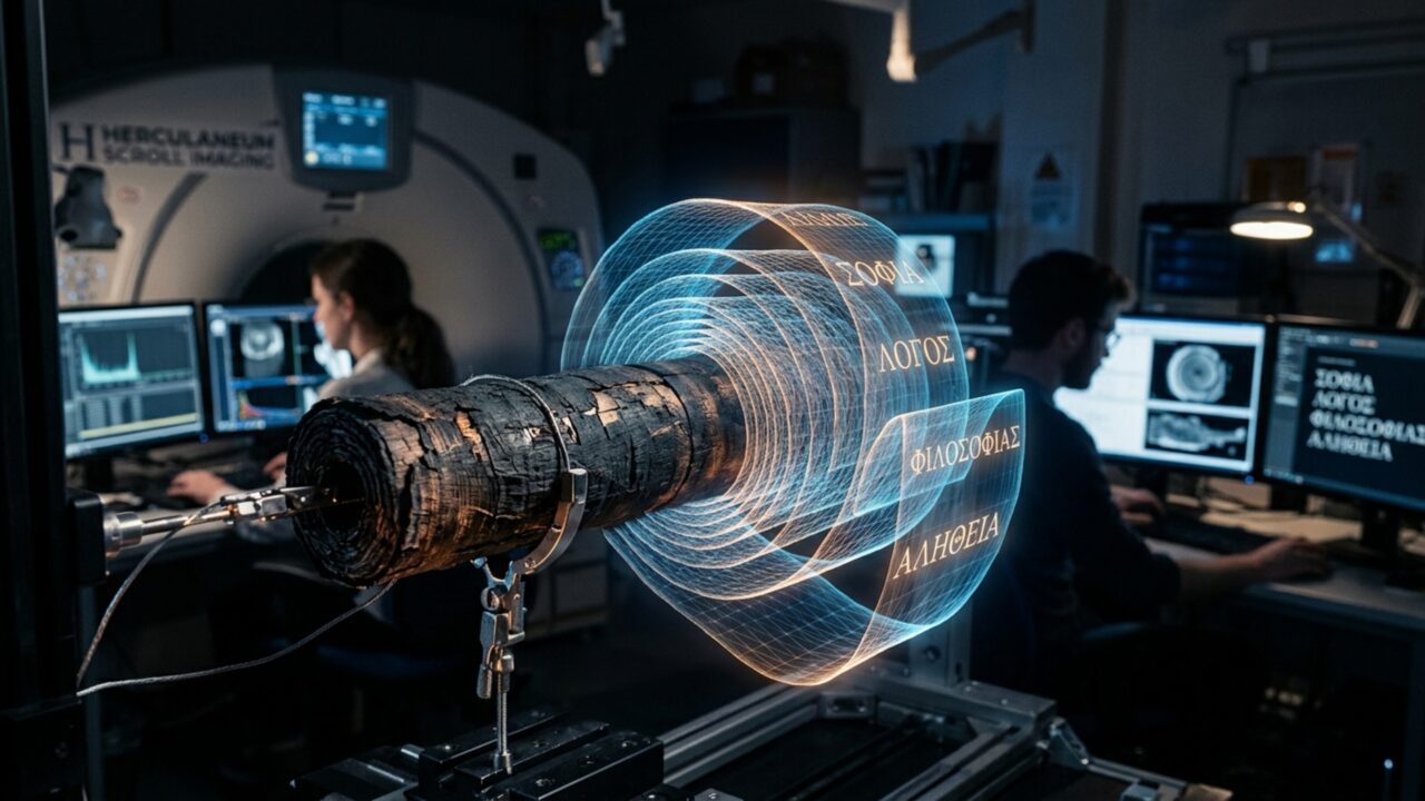 Inteligência Artificial consegue ler pergaminho carbonizado por vulcão há 2 mil anos e revela segredos inéditos