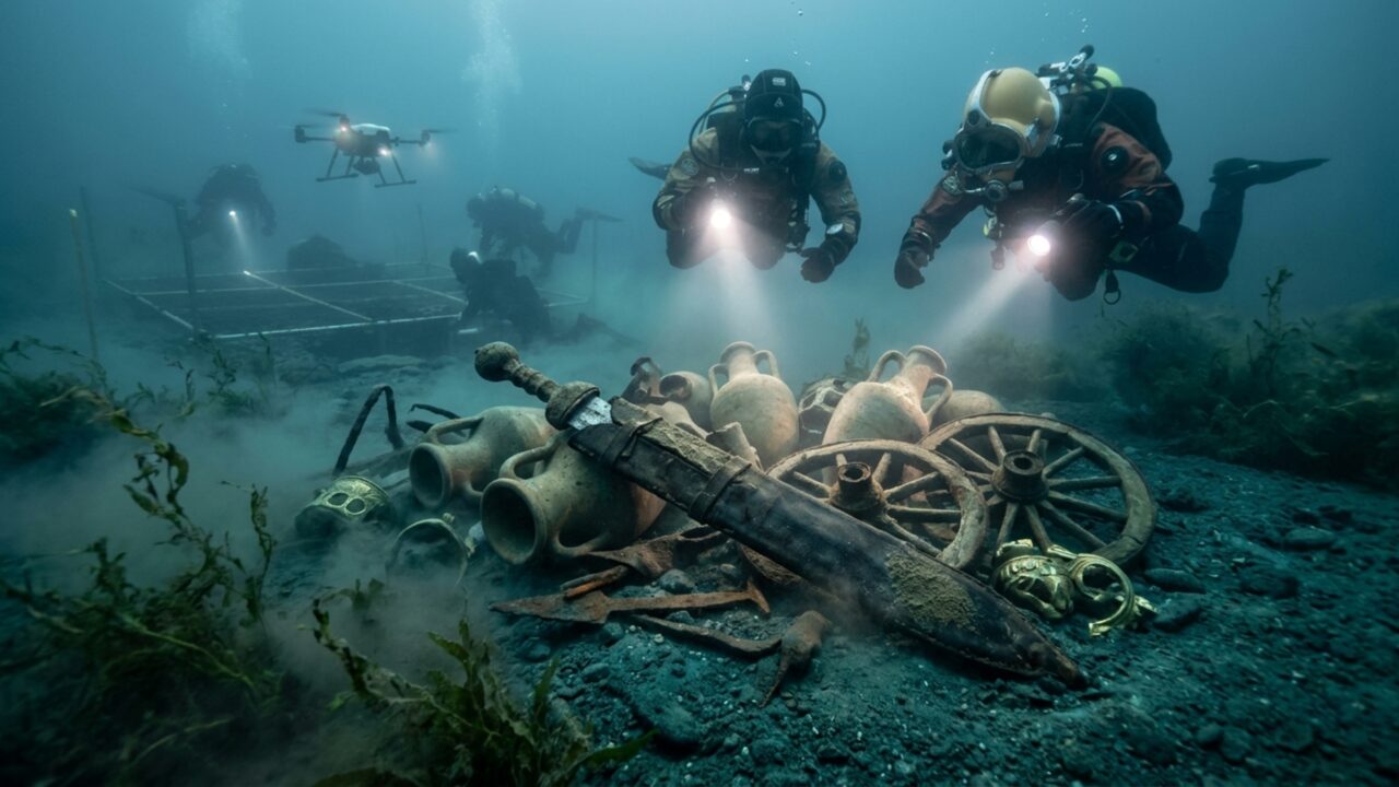 Mergulhadores descobrem naufrágio romano de 2.000 anos na Suíça