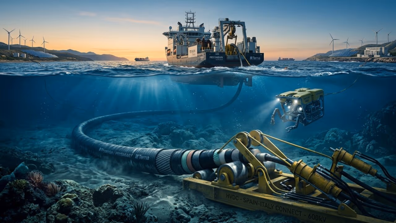 Dois gigantescos cabos submarinos entre Espanha e Itália se tornam um dos principais projetos europeus de interconexão elétrica