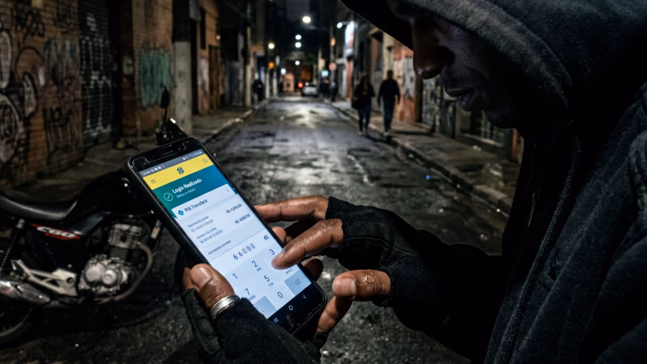 Celular roubado virou porta de entrada para a conta bancária e exige reação rápida