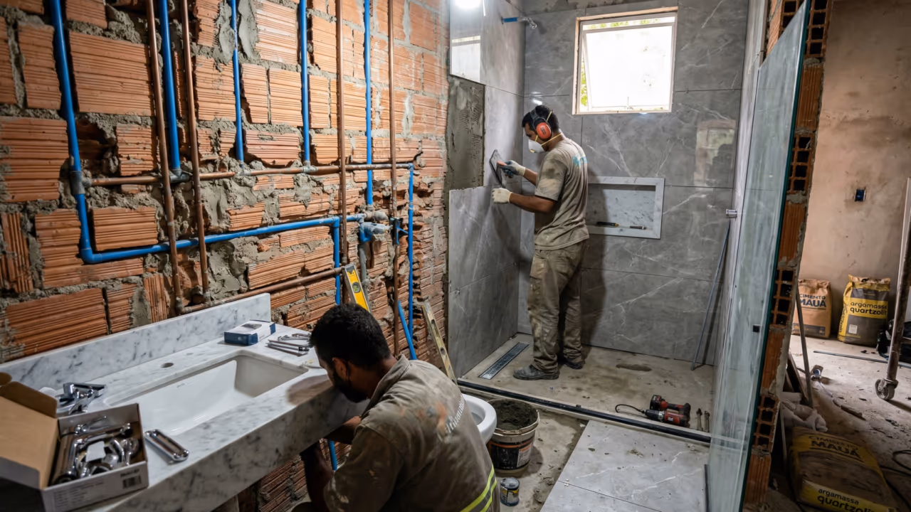 Pequeno no espaço, pesado no bolso: quanto custa fazer um banheiro do zero