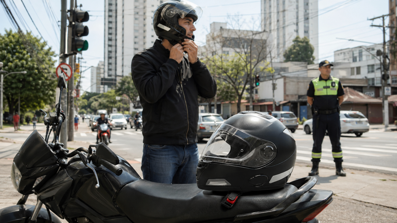 Capacete vencido existe? Entenda o que realmente pesa na fiscalização de motos