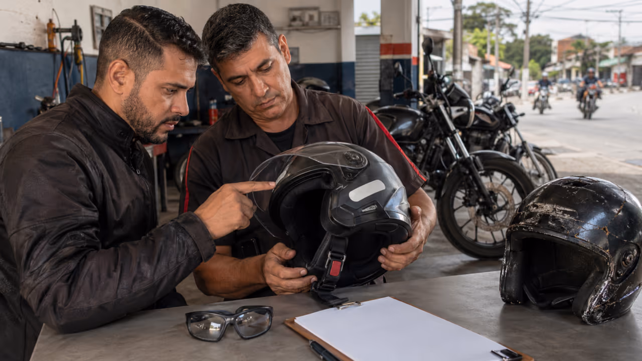 Capacete vencido existe? Entenda o que realmente pesa na fiscalização de motos