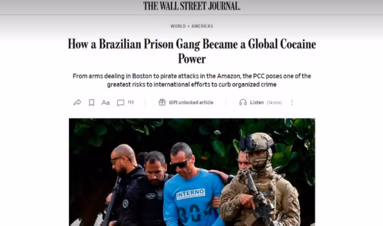 Crusoé: Jornal americano aponta PCC como “potência global de cocaína”