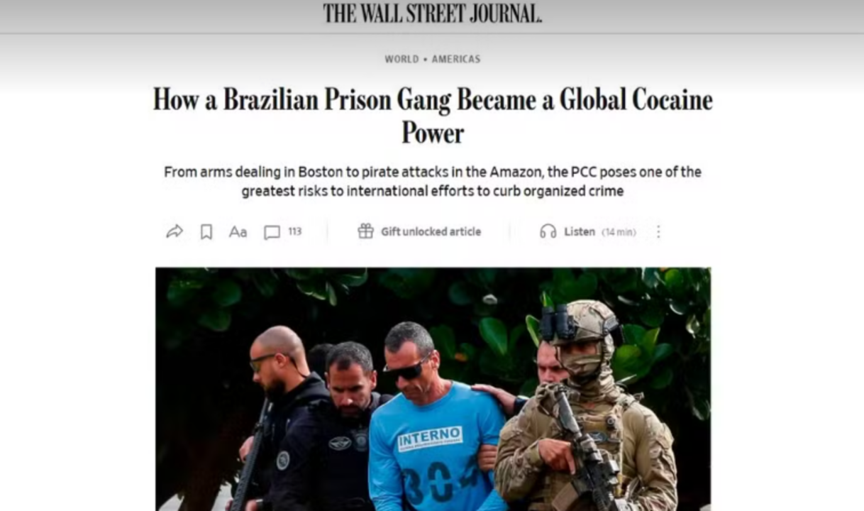 Crusoé: Jornal americano aponta PCC como “potência global de cocaína”