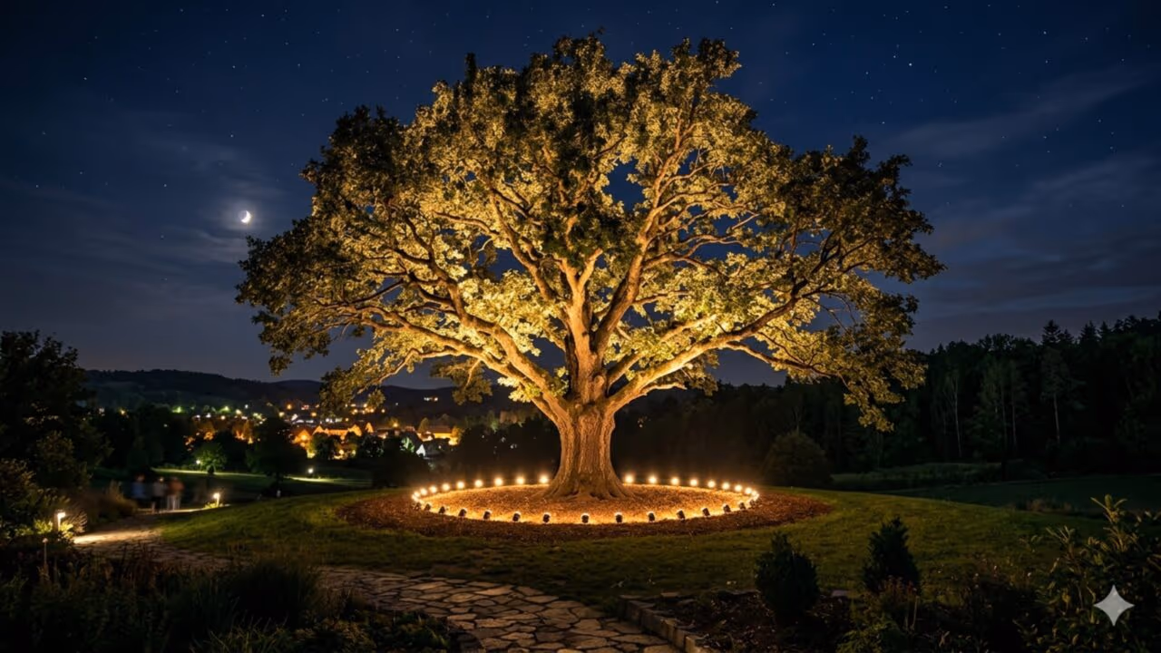 Com toda certeza você gostaria de ter uma árvore com uma decoração dessa no seu quintal, mas precisam ter atenção a poluição luminosa