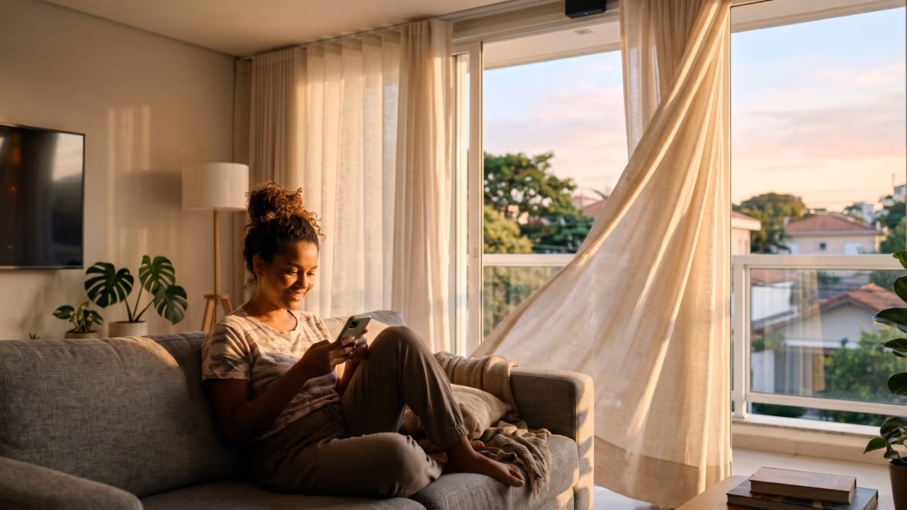 Como a cortina automatizada transforma quarto e sala sem exigir uma casa tecnológica demais