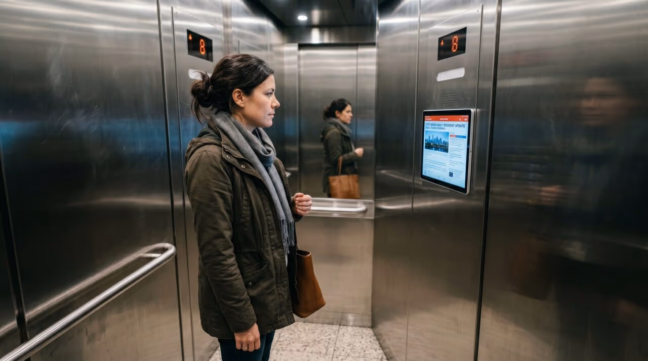 A tela do elevador está roubando o lugar do síndico na comunicação