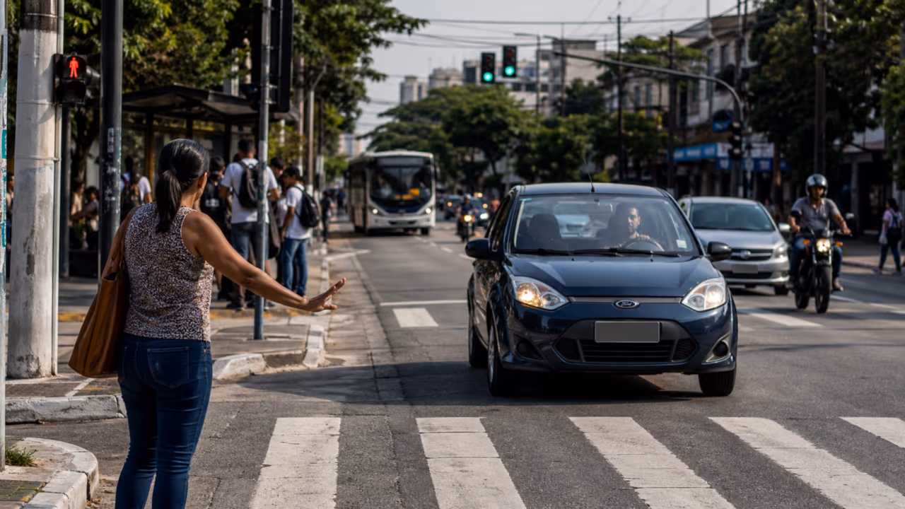 A regra da faixa de pedestre que muita gente lembra pela metade e pode gerar risco