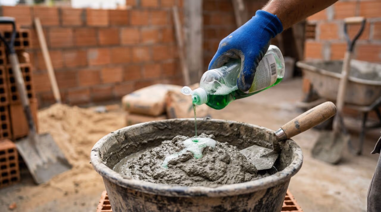 Misturar cimento com detergente: para que serve e por que os pedreiros usam