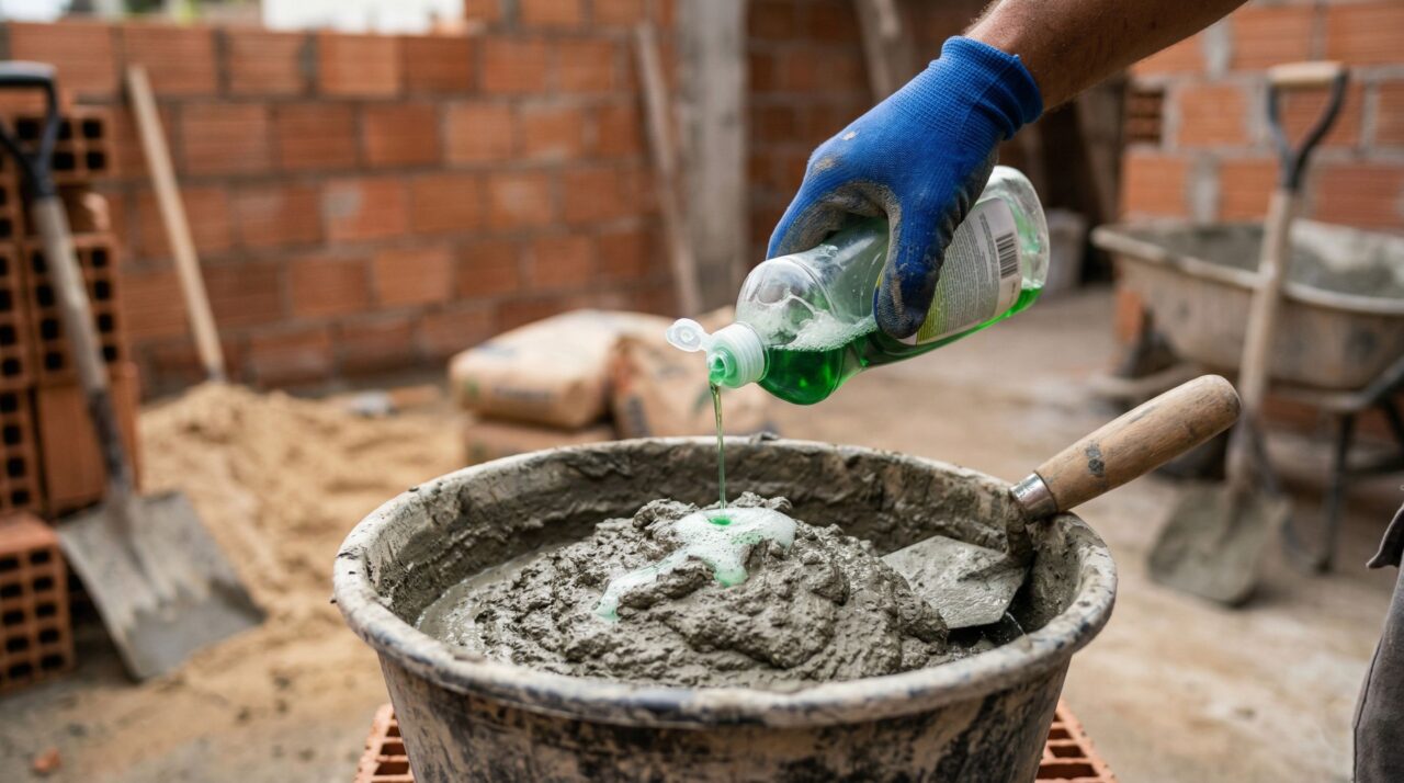 Misturar cimento com detergente: para que serve e por que os pedreiros usam